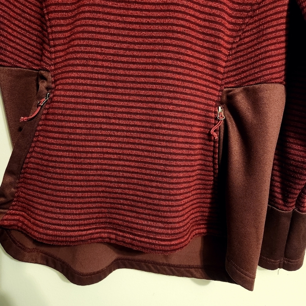 Avalanche | Women's Maroon Striped Hoodie Sweatshirt w/ Zipper Pockets (Size XL) - Picture 8 of 13